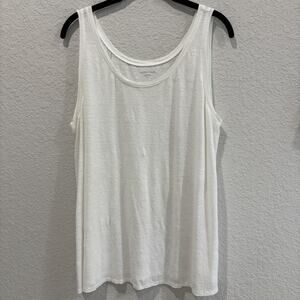 Eileen Fisher Organic Linen Tank Top Ivory Sleeveless Women L